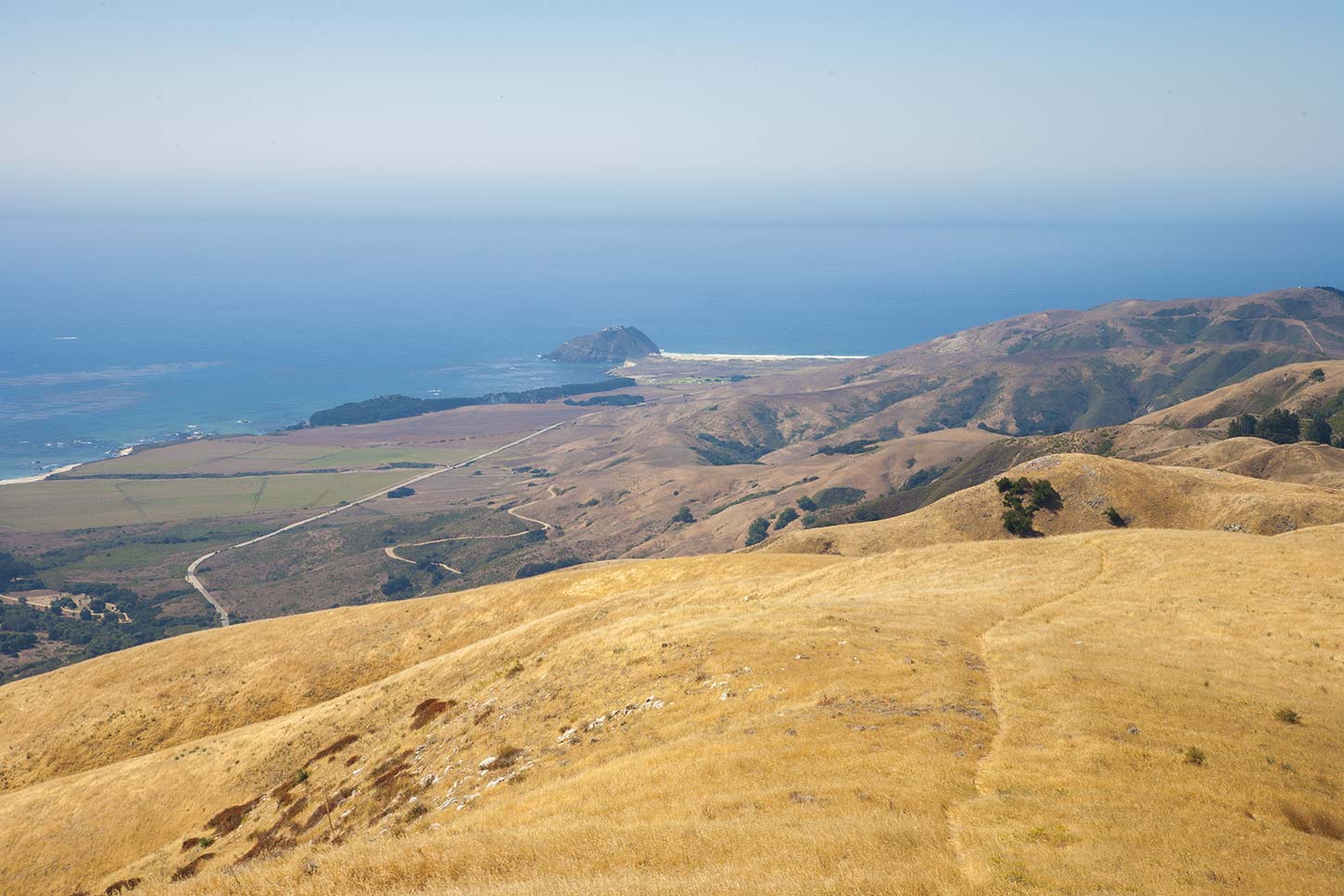 View of Point Sur from the East Molera Trail in Andrew Molera State Park, Big Sur