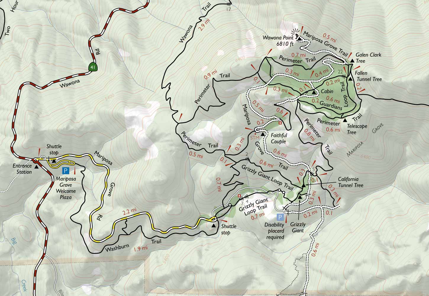 Mariposa Grove Trail Map